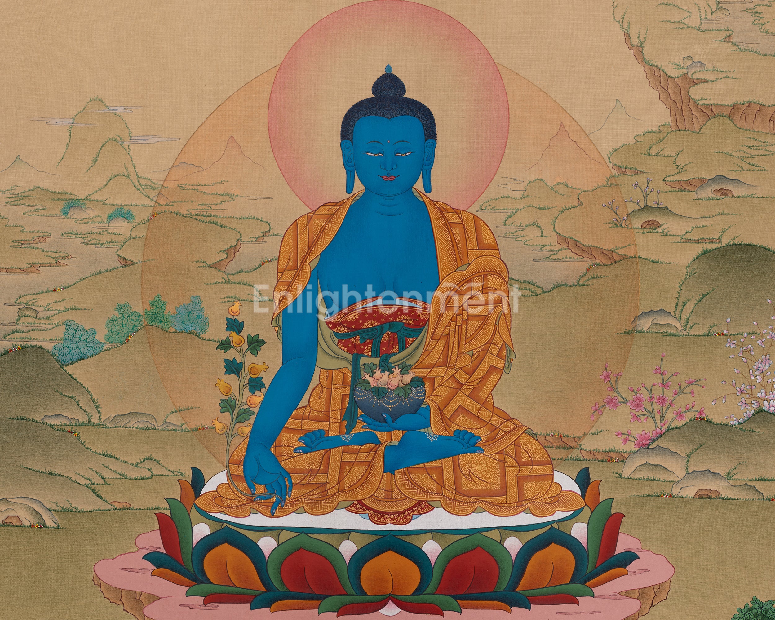 Medicine Buddha Meditation Art | Bhaisajyaguru Thangka | Healing Deity