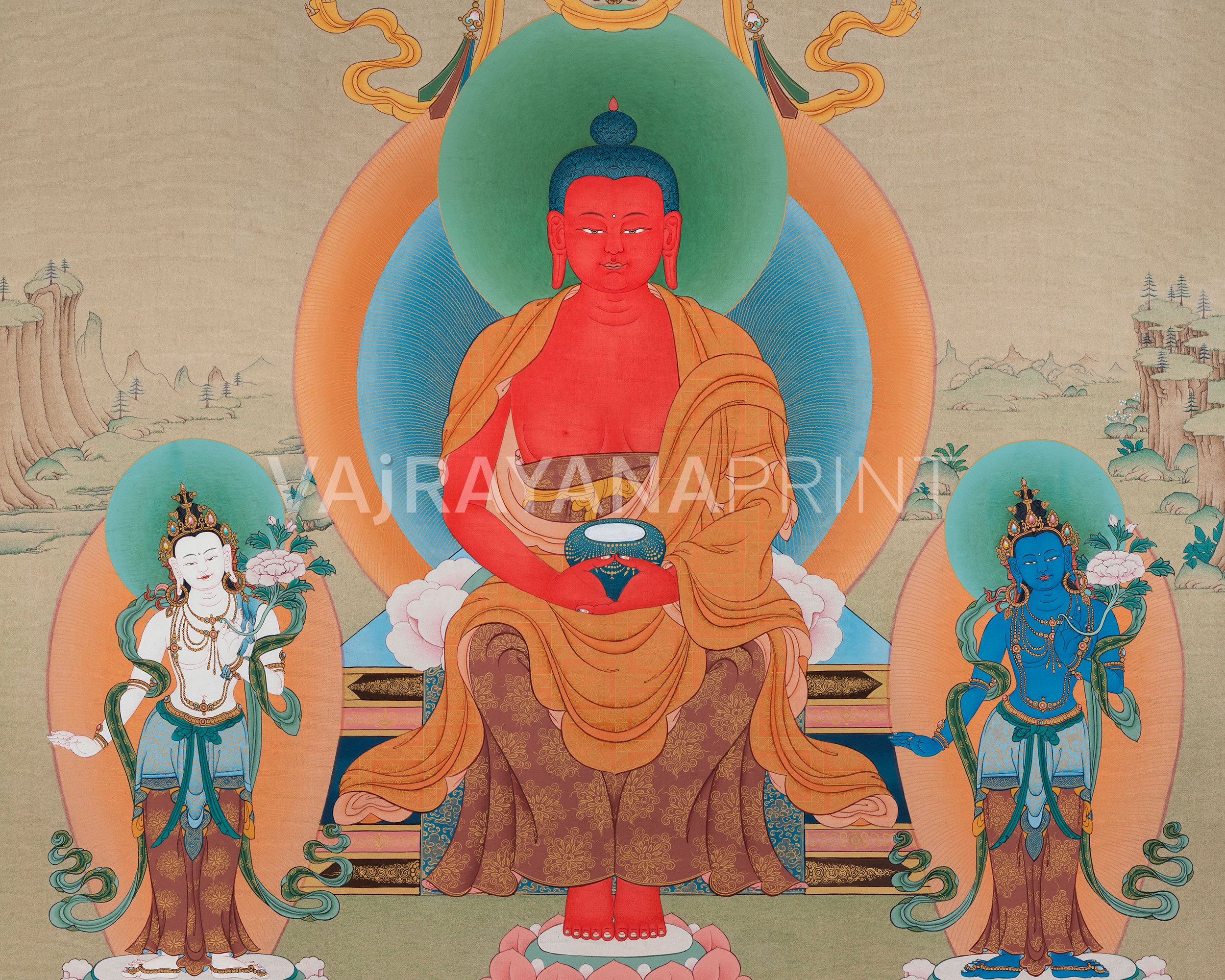 Buddha Amitabha Canvas Print | Rare Tibetan Artwork of the Buddha of Infinite Light