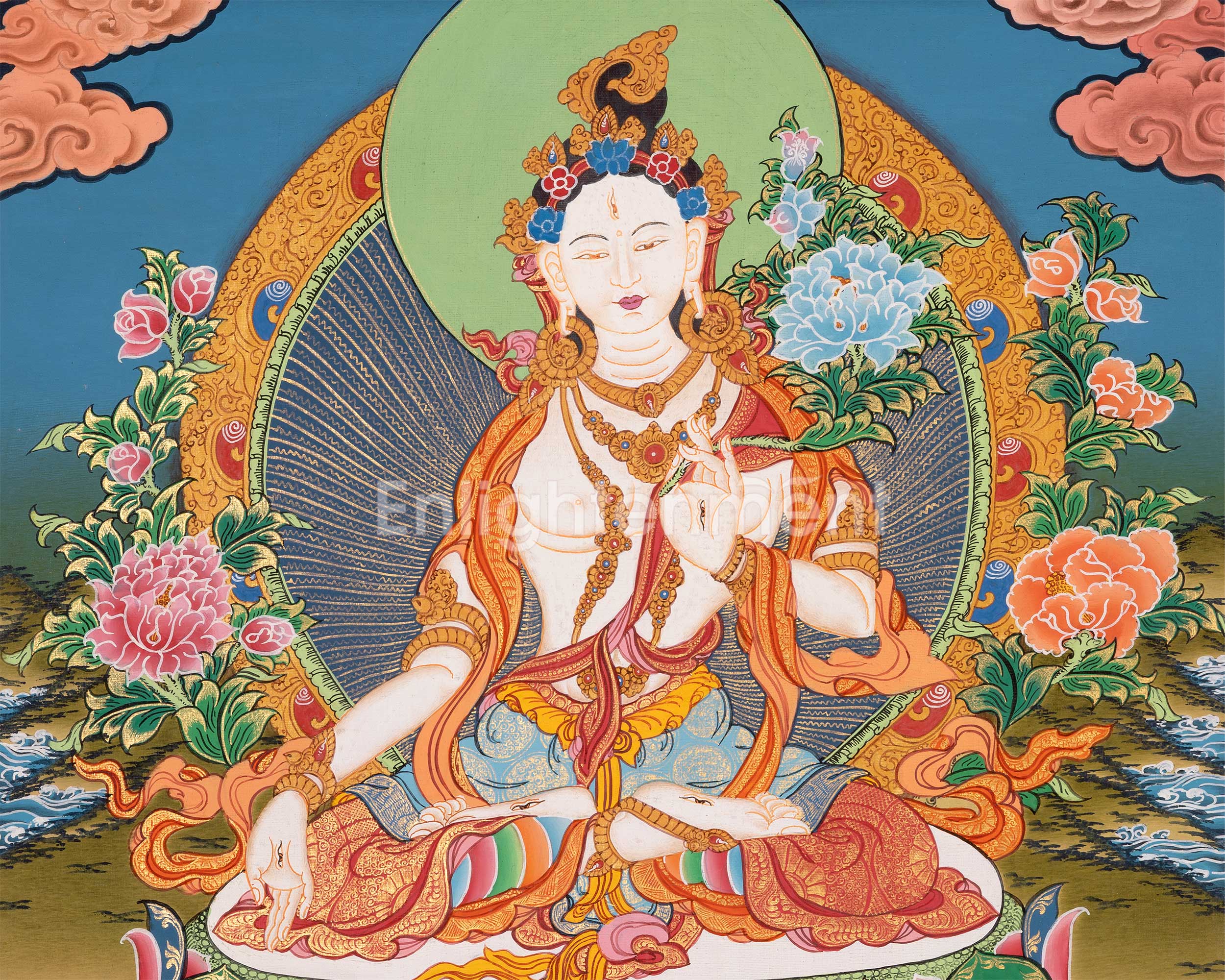 White Tara Thangka | Religious Buddhist Art | Wall Decors