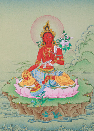 Detailed Red Tara Thangka | Stone Colors of Tibet