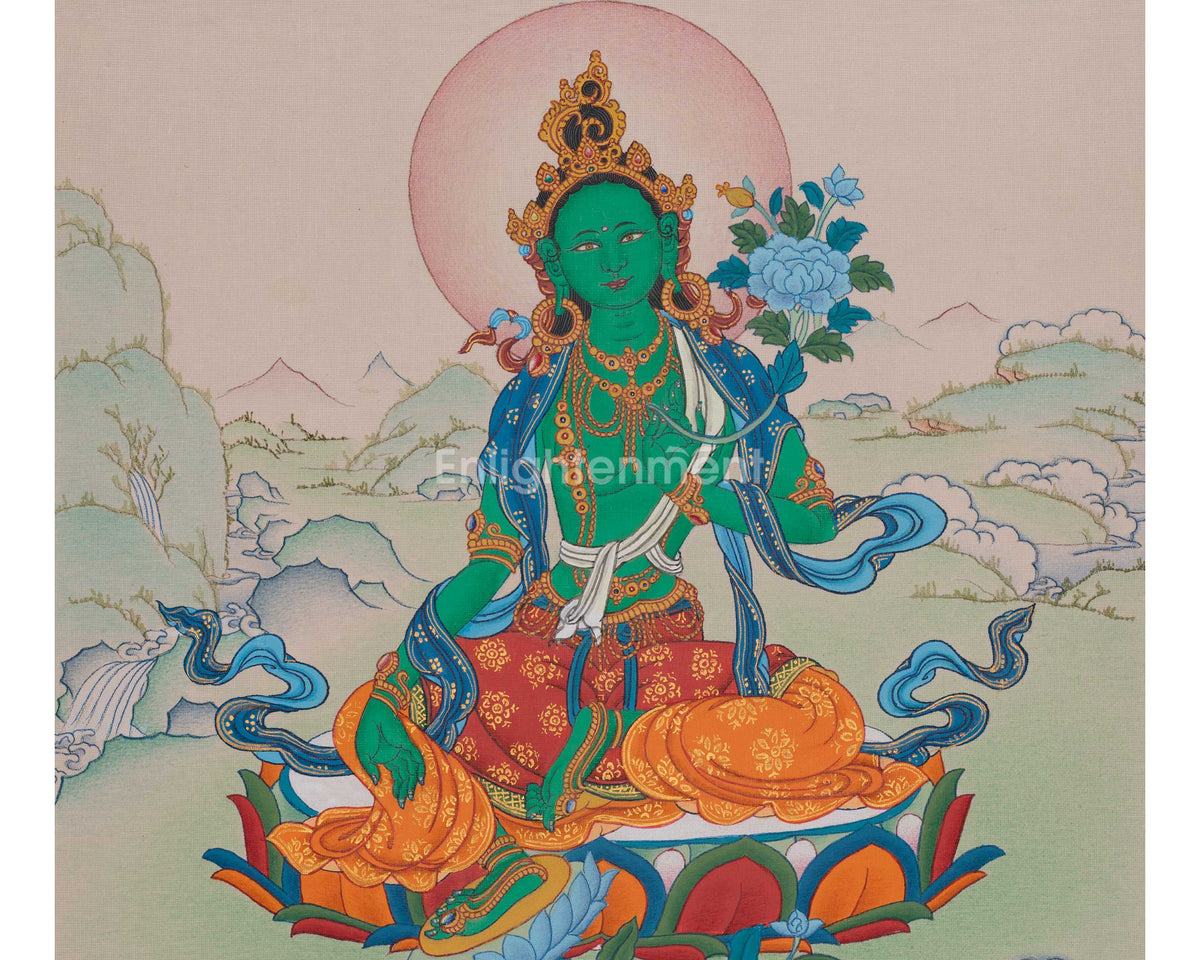 Compassion Green Tara Art | Shyama Tara | Protection Goddess | Female Buddha