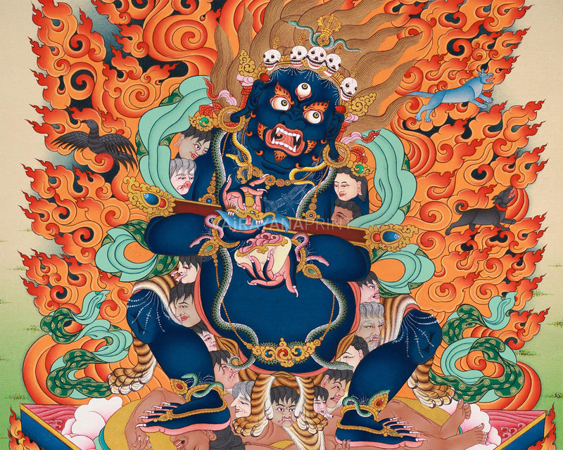 Two-Arms Sakya Mahakala Canvas Print | Wrathful Dharmapala