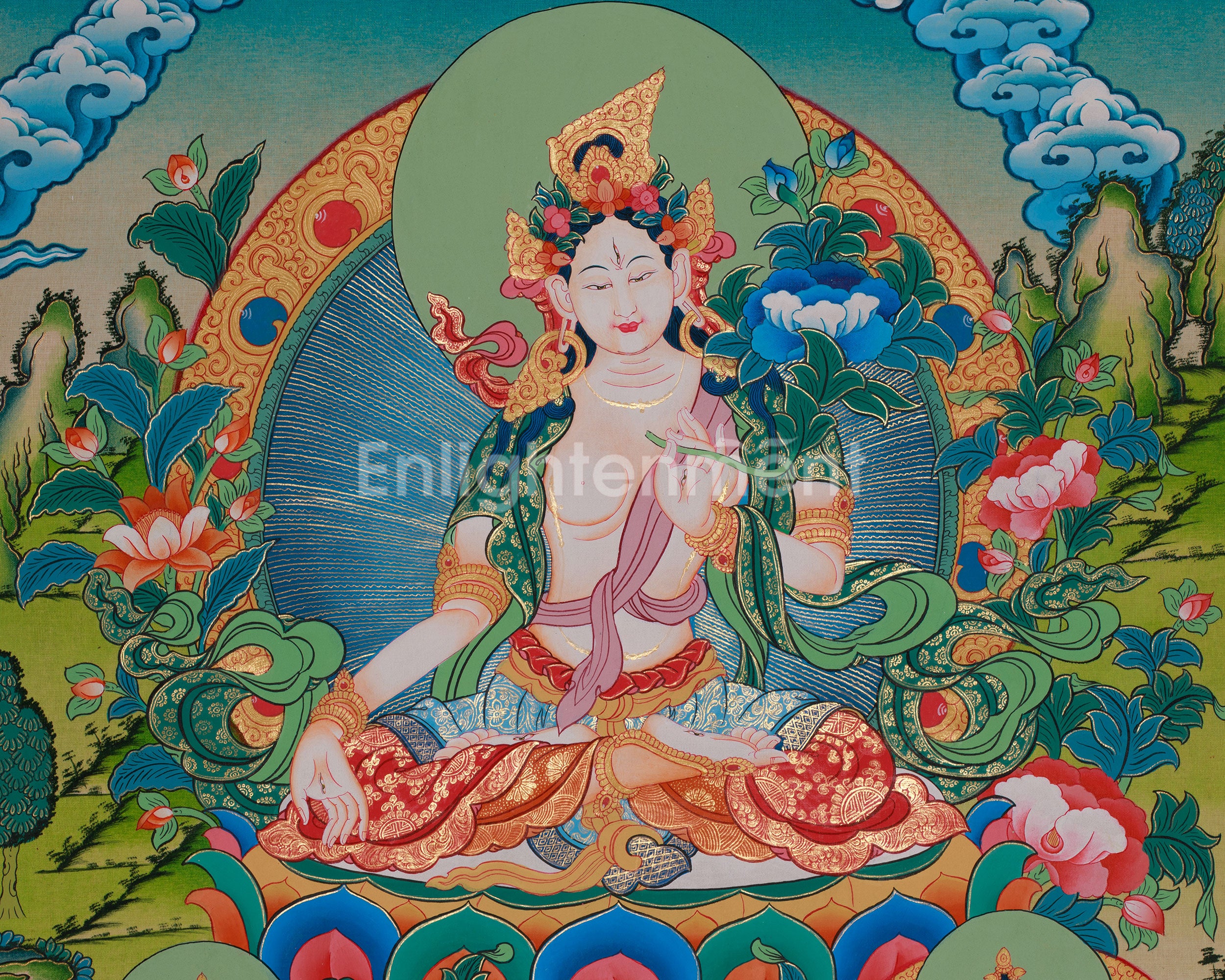Sacred White Tara Thangka | Buddhist Goddess of Peace and Healing
