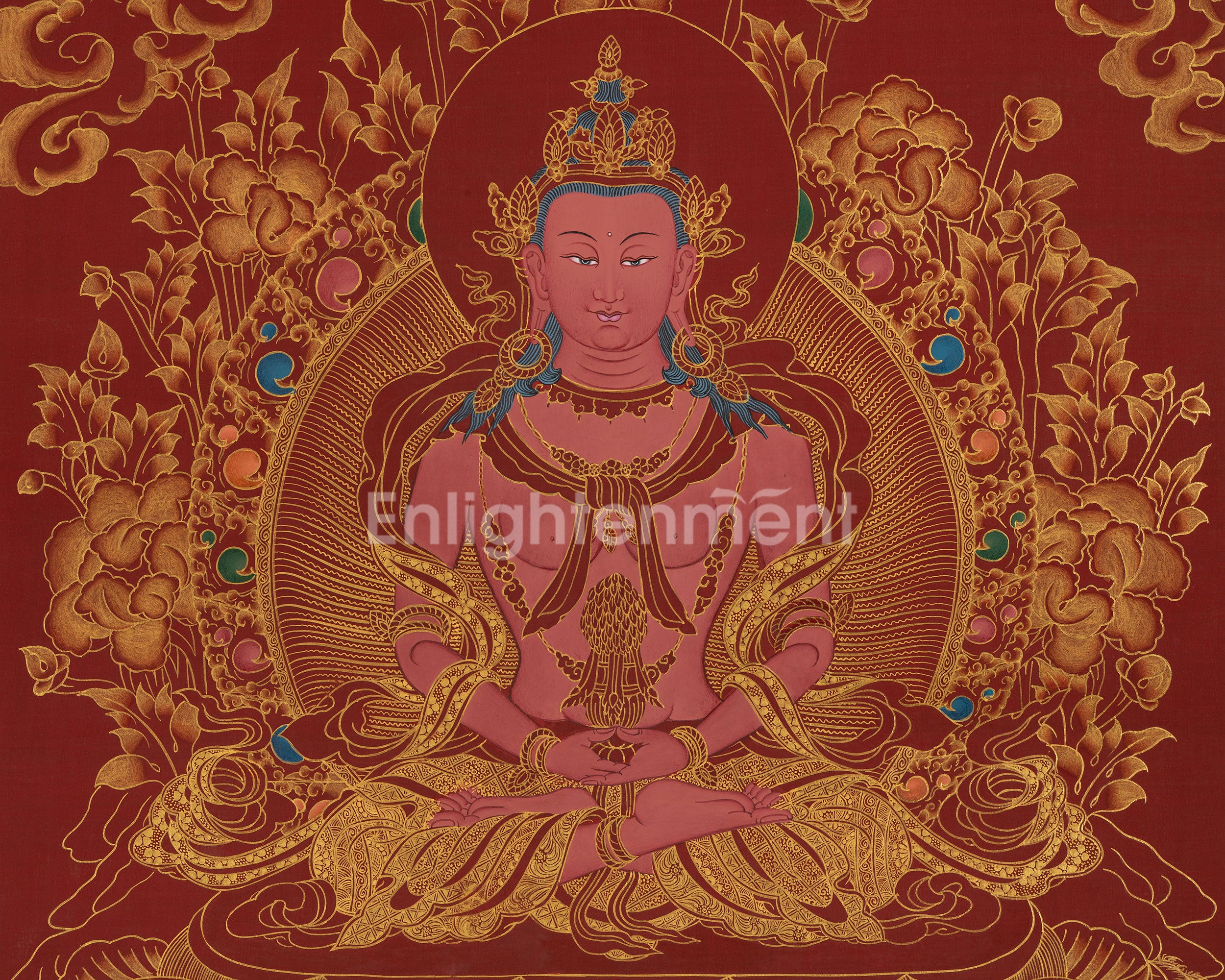 Buddha Amitayus Thangka | 24k Gold High Quality Art | Religious Painting