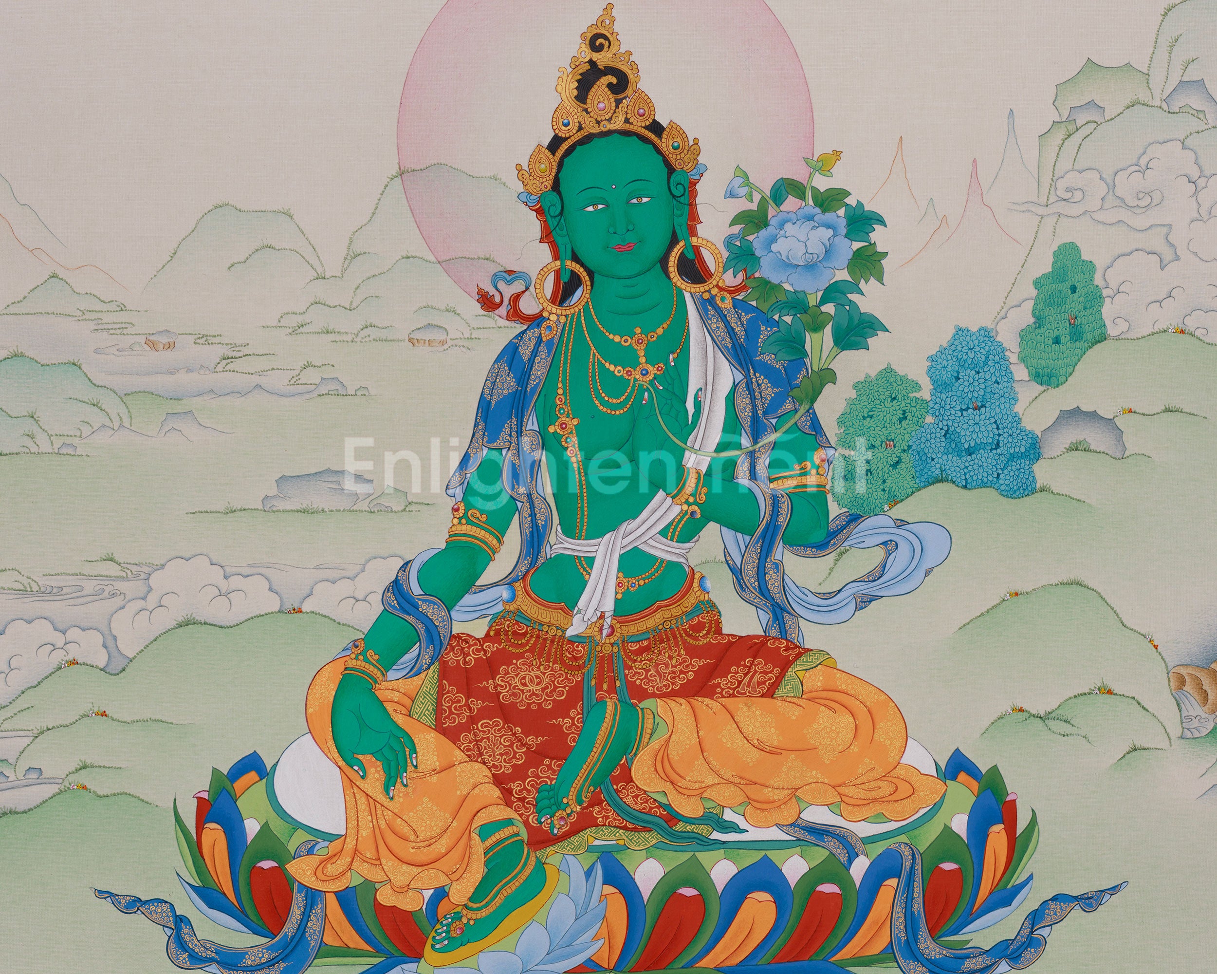 Spiritual Bodhisattva Green Tara Thangka | Mother of Liberation