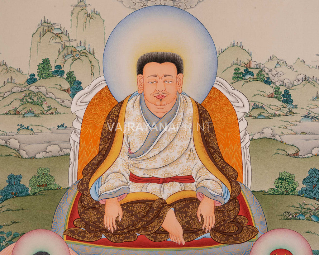 Marpha with Milarepa and Gampopa Thangka Print | Digital Canvas Print