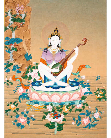 Yangchenma Thangka | Saraswati Thanka Painting | Tibetan Buddhist Art