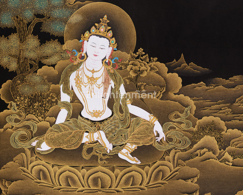 Guanyin, Bodhisattva of Compassion | Tibetan Avalokitesvara Art with 24K Gold Embellishments