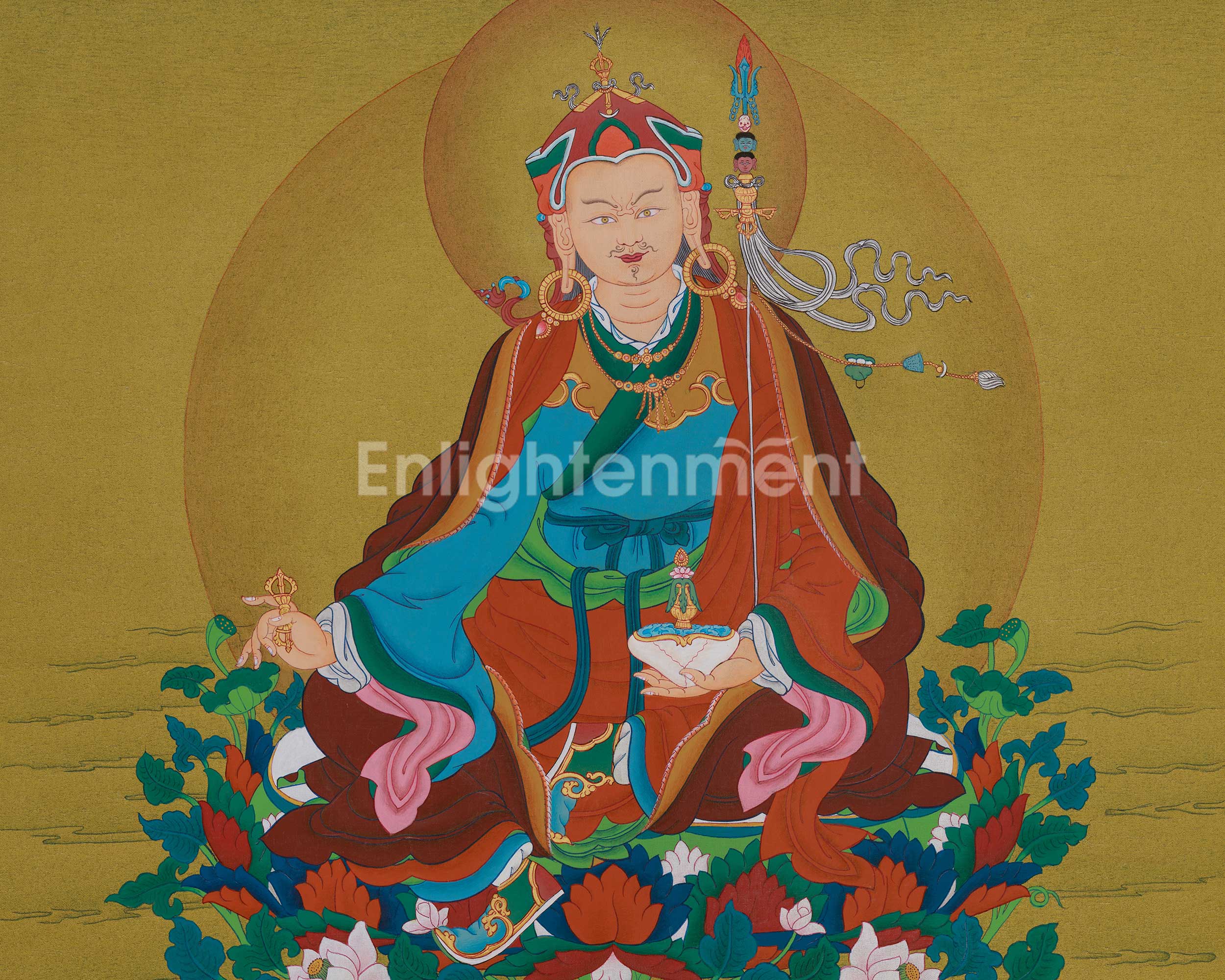 Tibetan Guru Rinpoche Art | Padmasambhava Buddhist Thangka