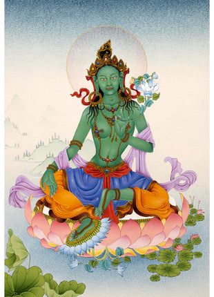 Green Tara Thangka | Himalayan Paintings | Hand-Painted with 24k Gold