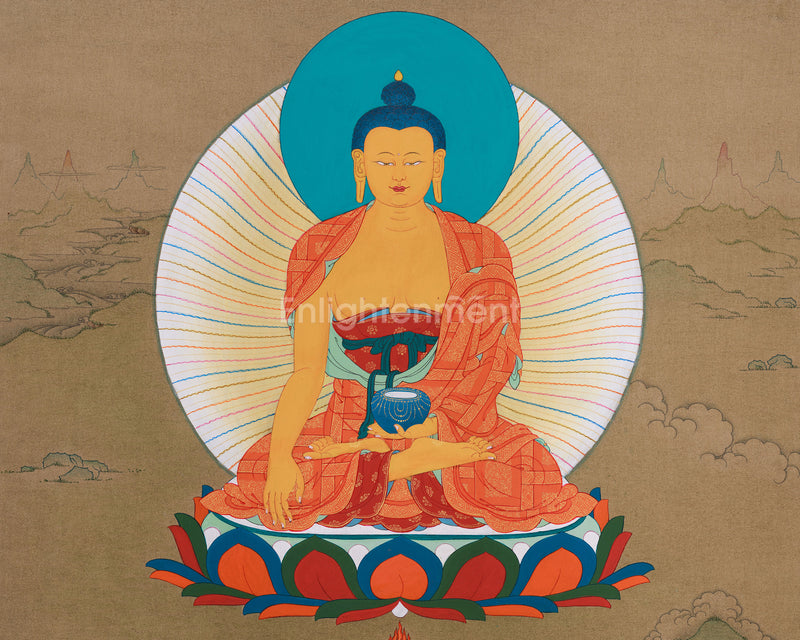 Tibetan Buddha Thangka | Siddhartha Gautama Art | Spiritual Enlightenment Decor