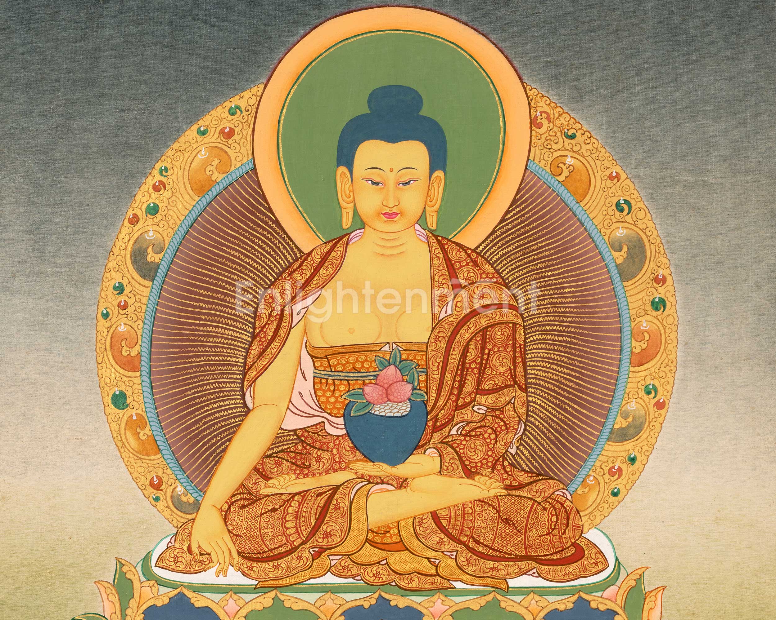 Small Size Shakyamuni Buddha Thangka | Original Tibetan Buddhist Religious Painting |