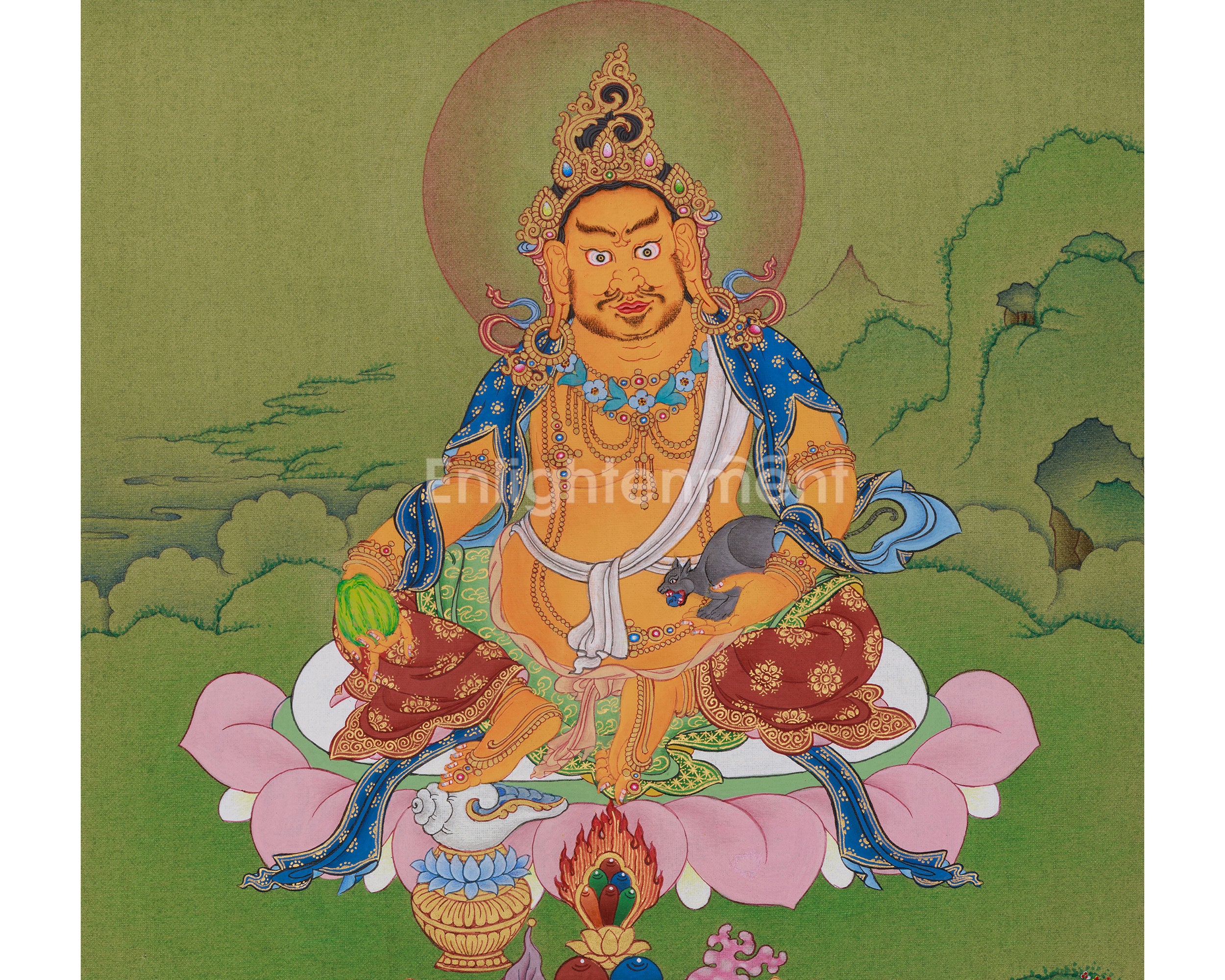 Himalayan Thangka of Dzambhala | A Divine Symbol of Wealth