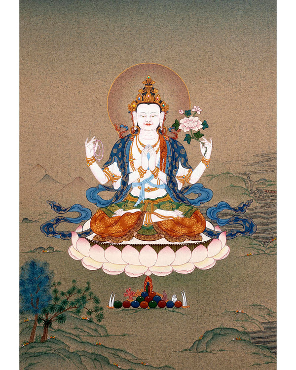 Bodhisattva Chenrezig Thangka  | Tibetan Avalokiteshvara Painting