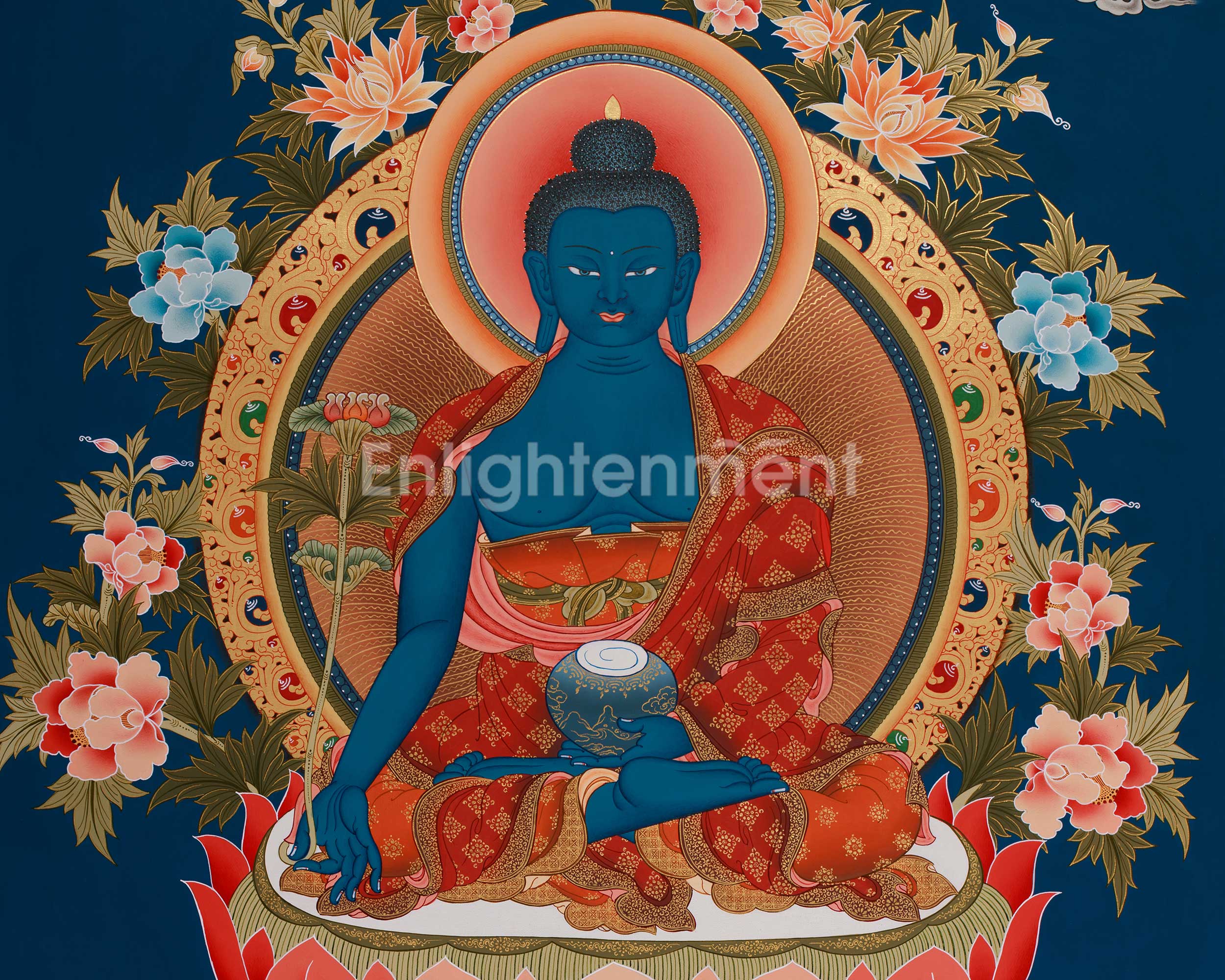 Thangka of Medicine Buddha (Bhaisajyaguru), The Supreme Healer