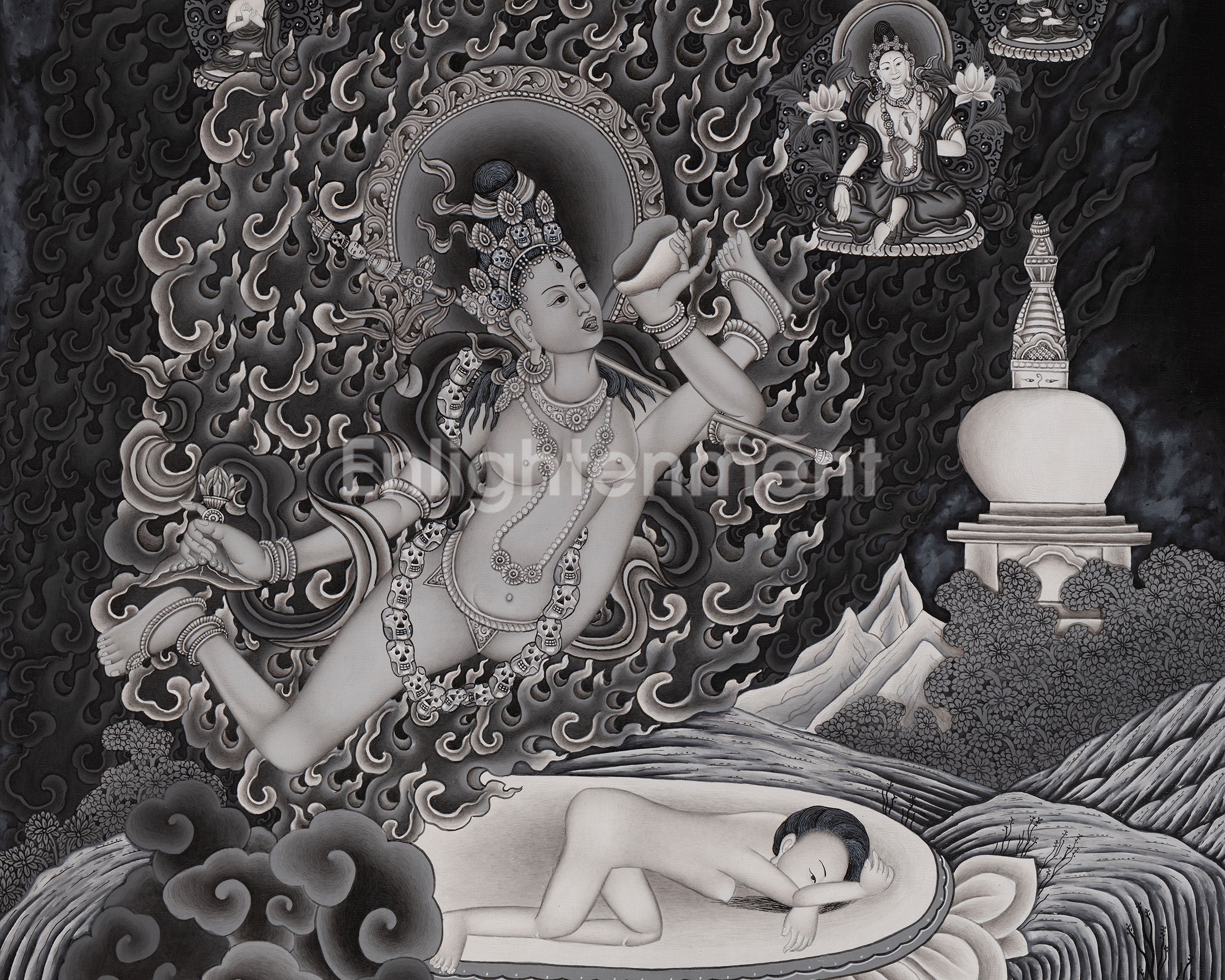 Aakash Yogini Thangka | Original Hand Painted Bijeshwari  Tibetan Thangka