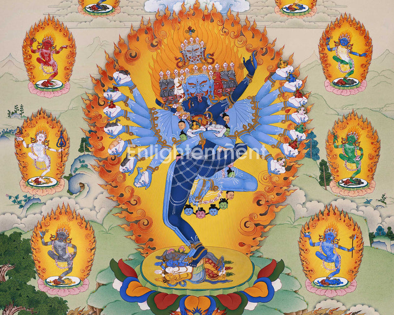 The Embodiment of Tantric Wisdom: A Hand-Painted Hevajra Thangka