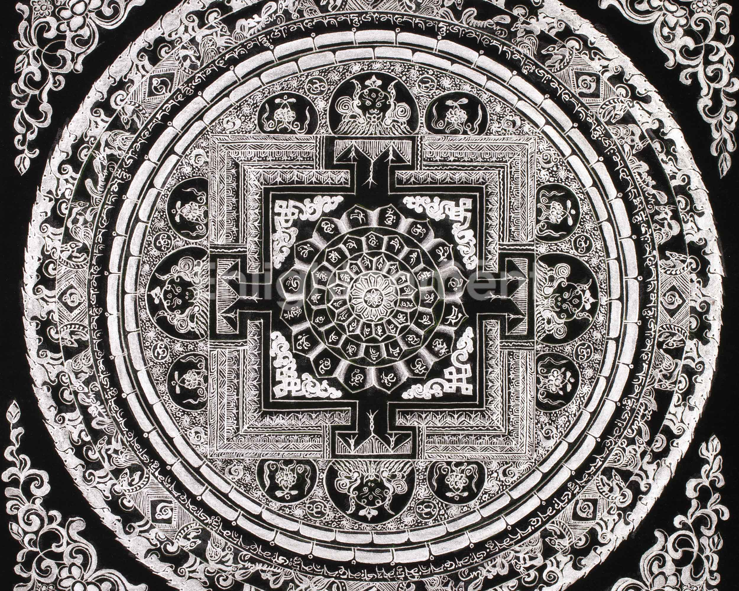 High-Quality Mantra Mandala in Pure Silver | Tibetan Buddhist Symbol for Protection