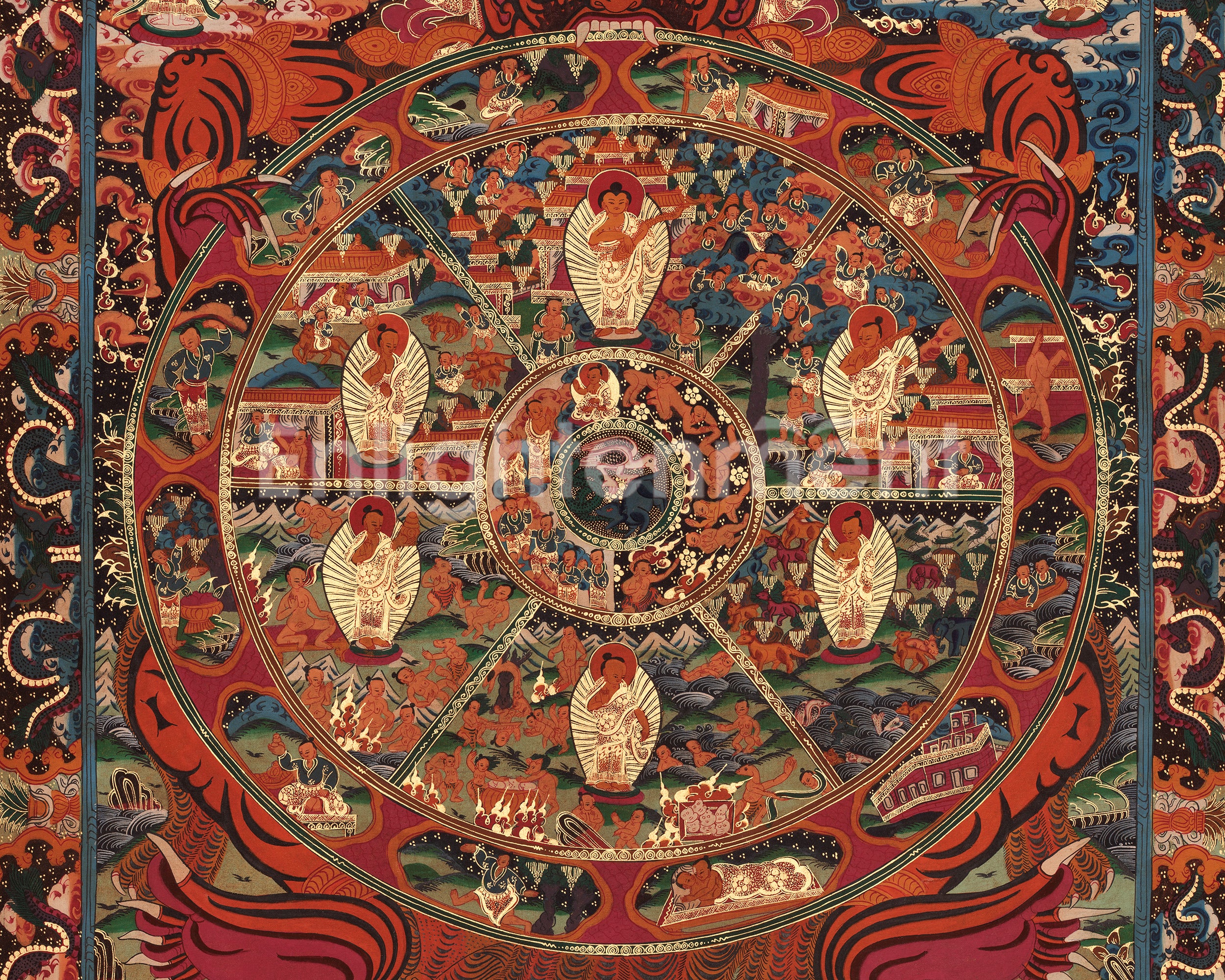 Himalayan Wheel of Life Artwork | Samsara and Enlightened Wisdom