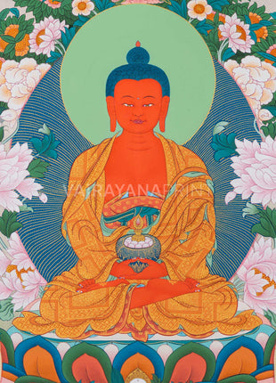 Thangka Print Of Infinite Light Buddha | Amitabha Singham Art For Meditation | Gift Ideas