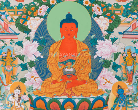 Thangka Print Of Infinite Light Buddha | Amitabha Singham Art For Meditation | Gift Ideas
