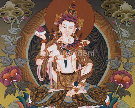 Vajrasattva Yab Yum Thangka with Consort | Sacred Purification Deity