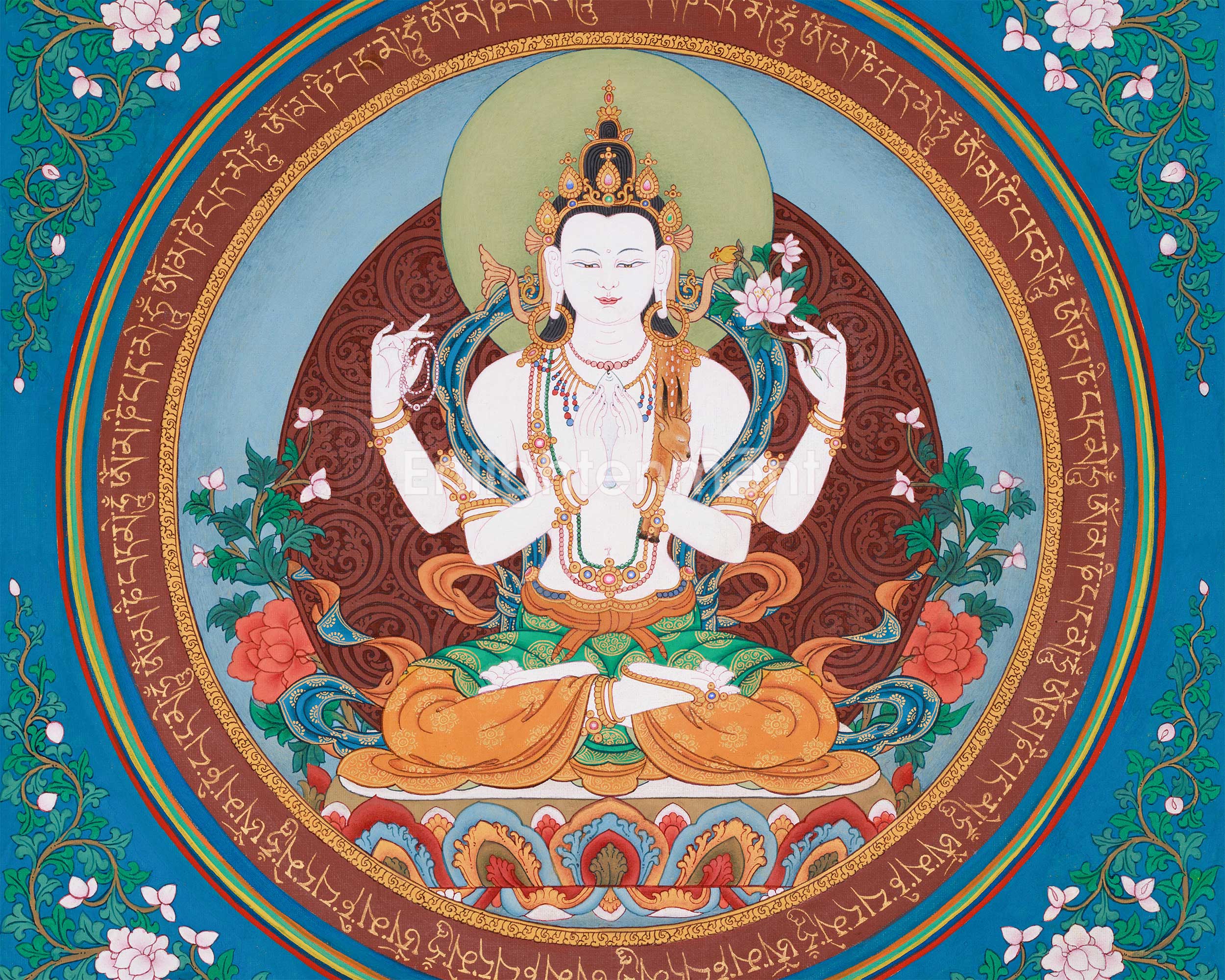A Unique Depiction of Bodhisattva of Mercy Chenrezig | Sacred Mandala of Infinite Compassion