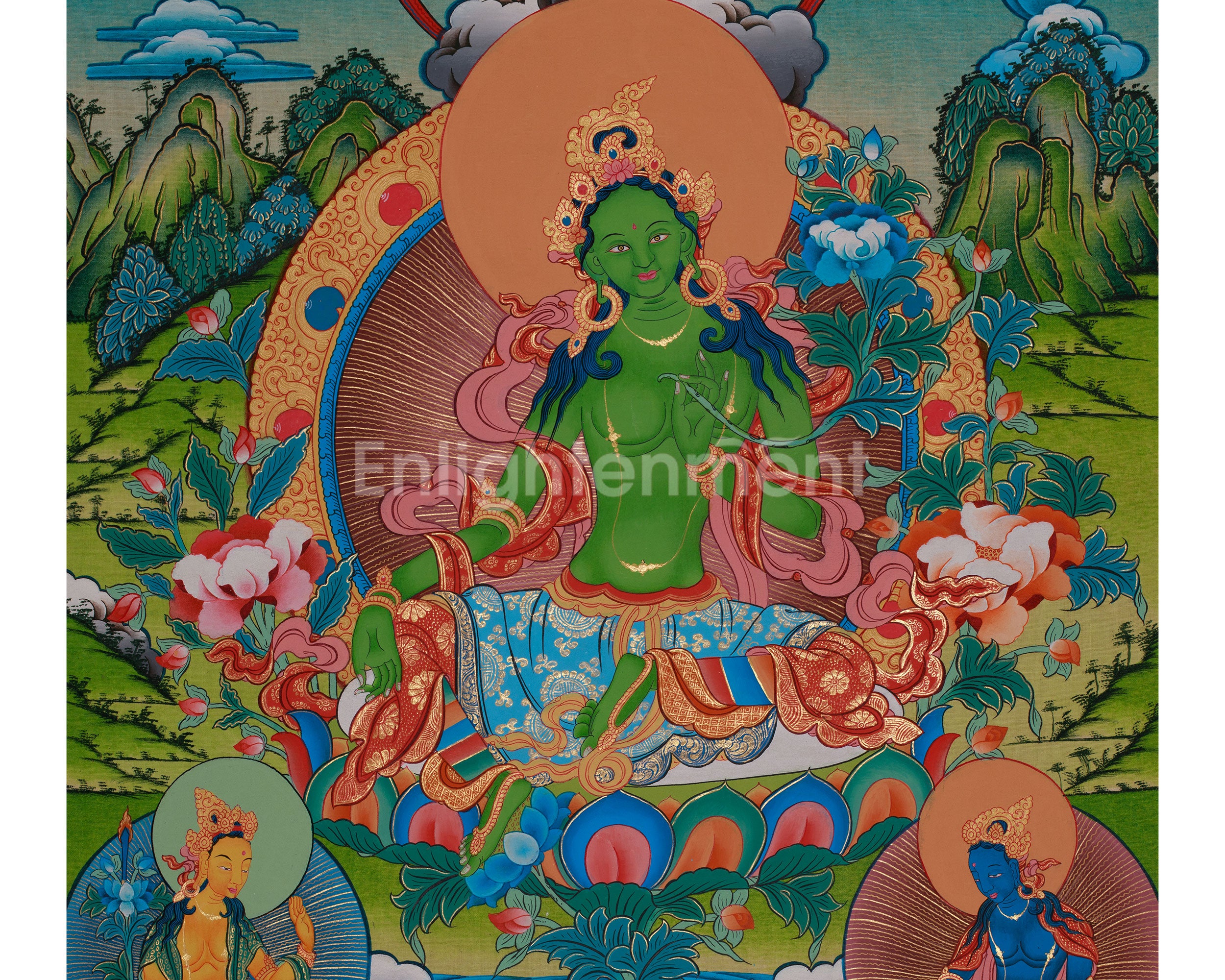 Tibetan Buddhist Green Tara Thangka | The Protector of Compassion and Wisdom