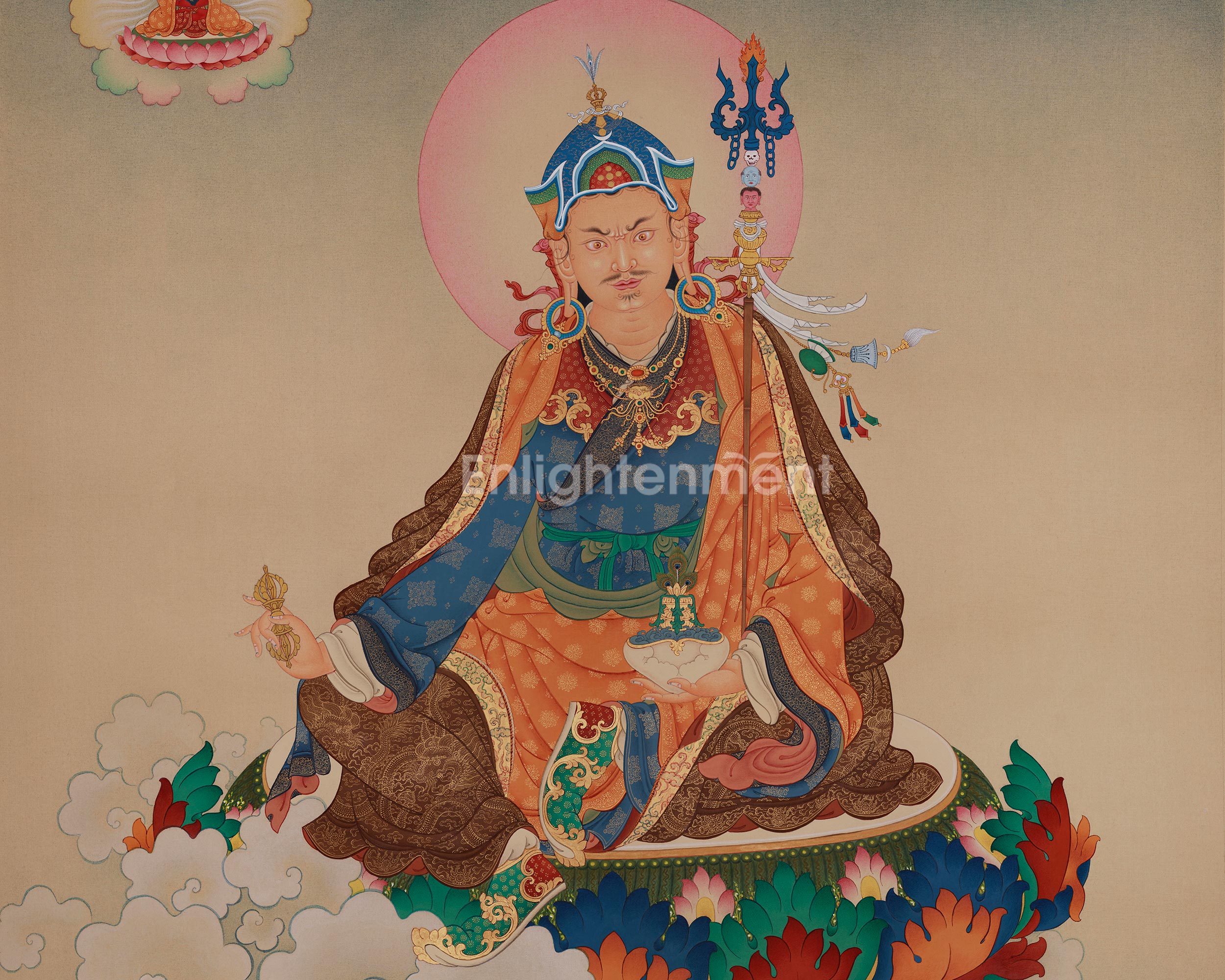 Divine Lotus-born Guru Rinpoche Thangka | Padmasambhava Art