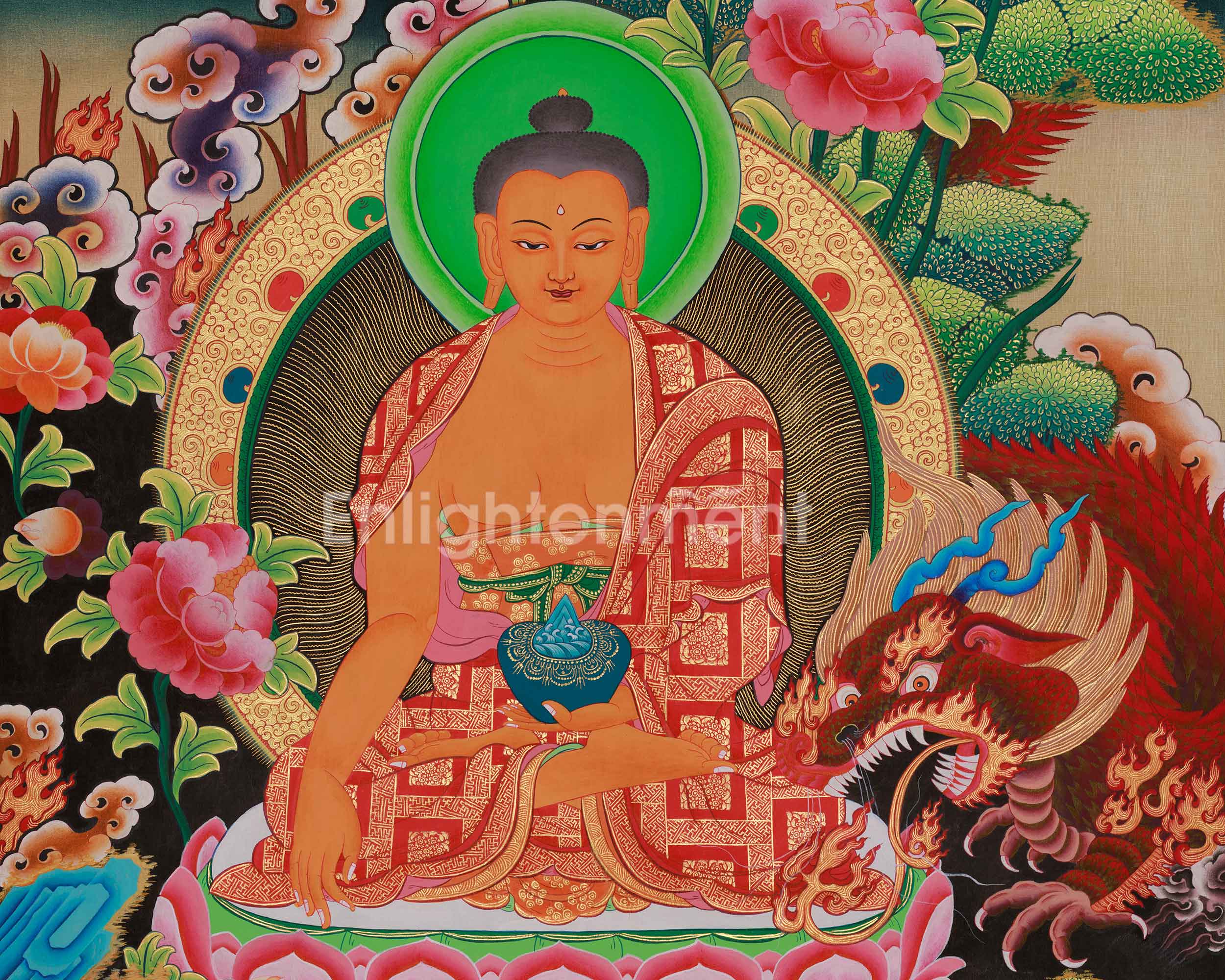 Religious Thangka Of Shakyamuni Buddha | Siddhartha Gautama | Spiritual Art
