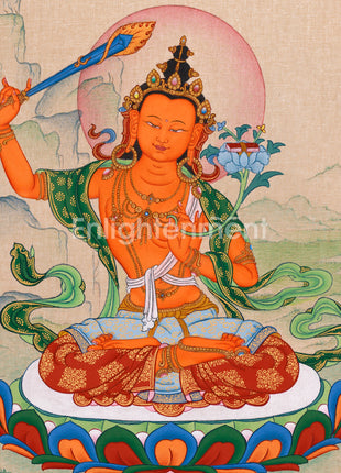 Tibetan Manjusri Kumarabhuta Thangka | The Bodhisattva of Supreme Knowledge