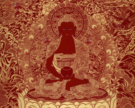 Red Amida Buddha Thangka | Lord of the Western Pure Land and Infinite Light