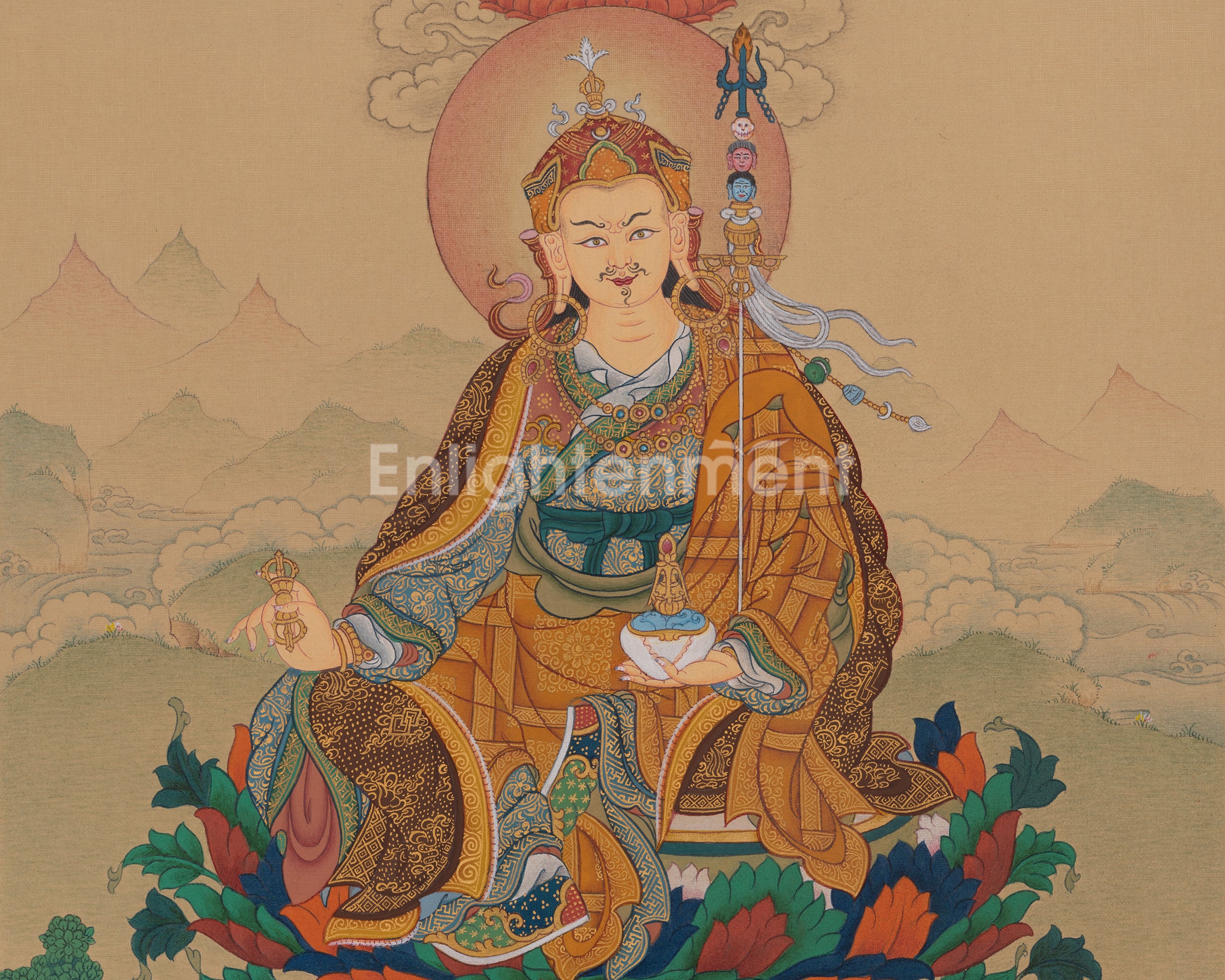Padmasambhava Meditation Art | Guru Rinpoche Thangka | Spiritual Practice