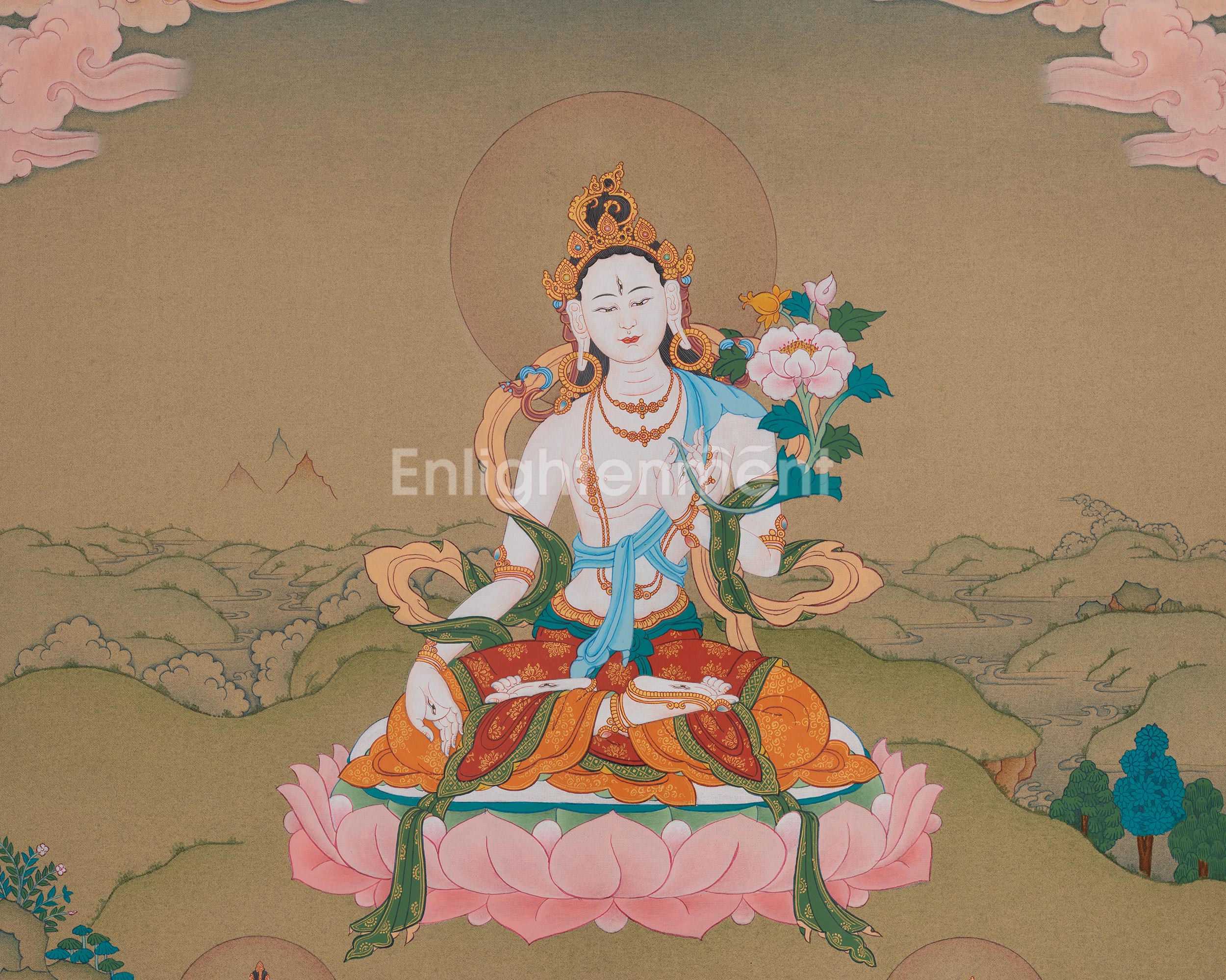 White Tara Seven Eyed Deity | Longevity Artwork | Thangka Painting