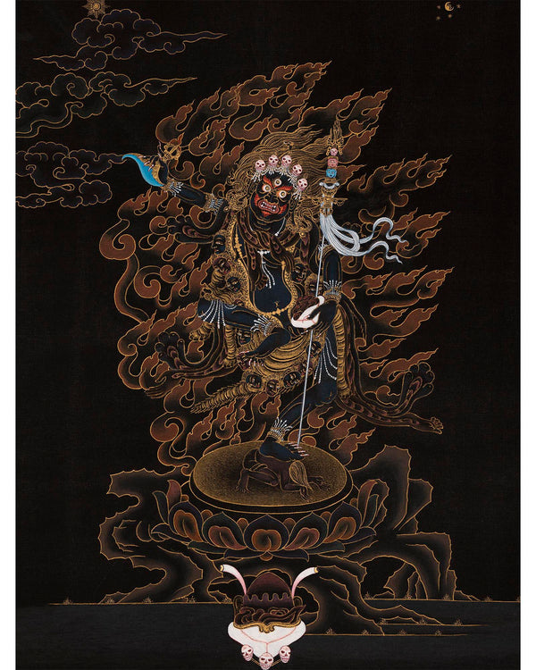 Troma Nagmo Thangka | Dakini In Black And Gold | Includes Brocade