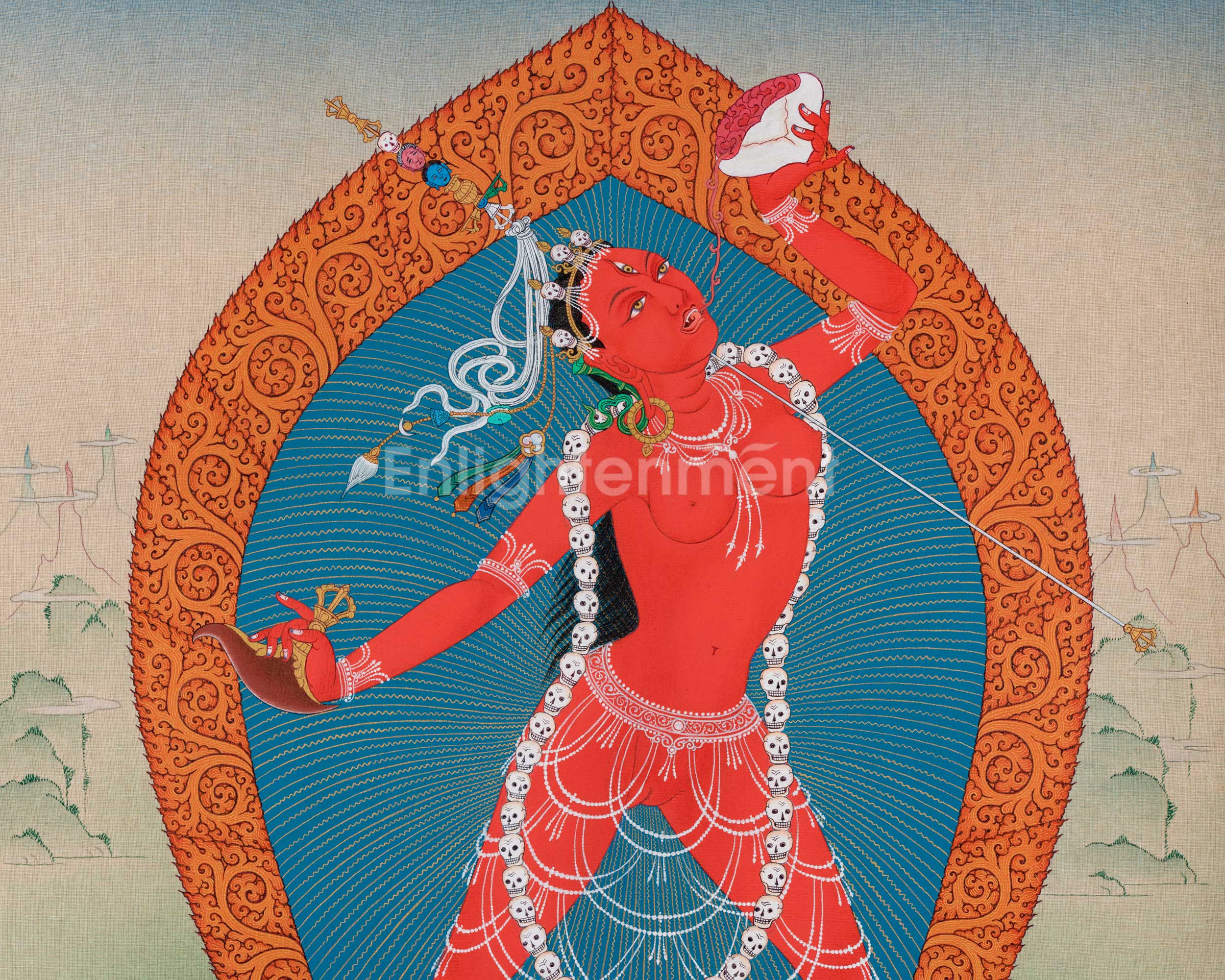The Vajrayogini's Illuminated Path: Hand-Painted Thangka for Spiritual Awakening