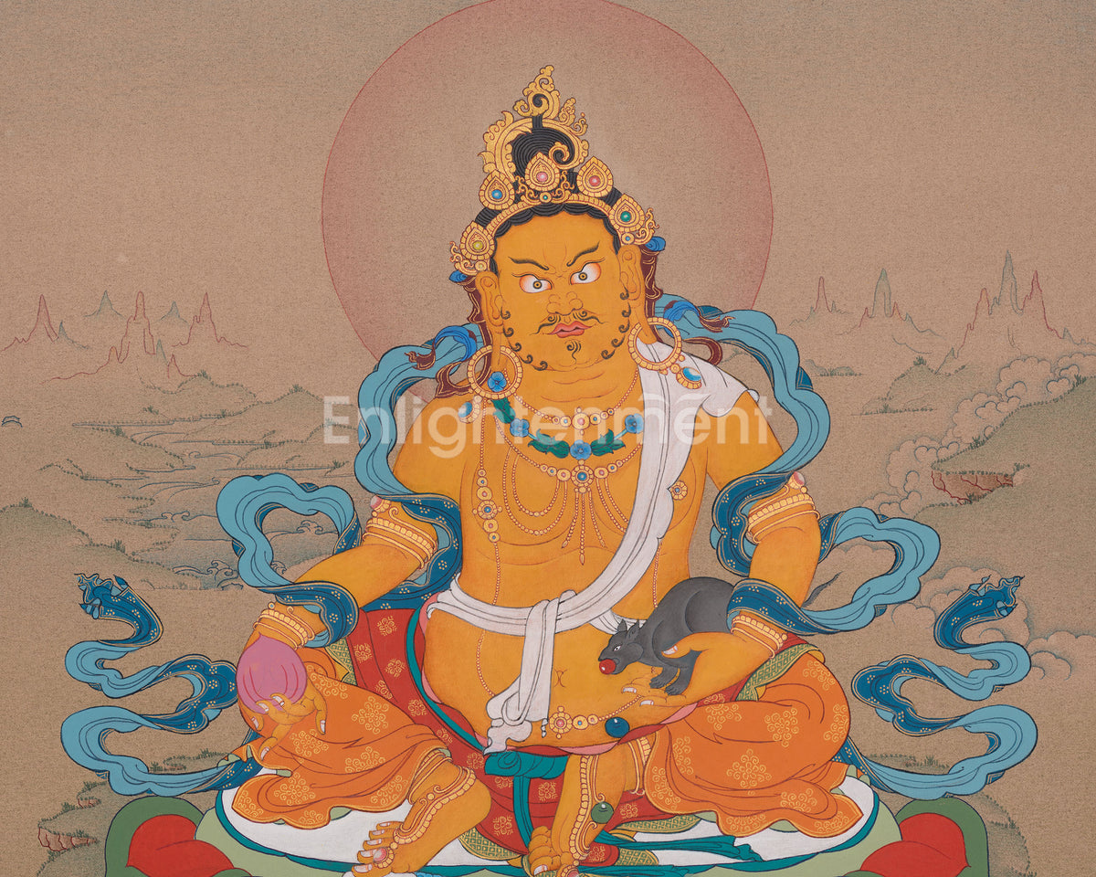 Dzambhala Deity of Generosity Thangka | Represent Wealth, Fortune, And Prosperity