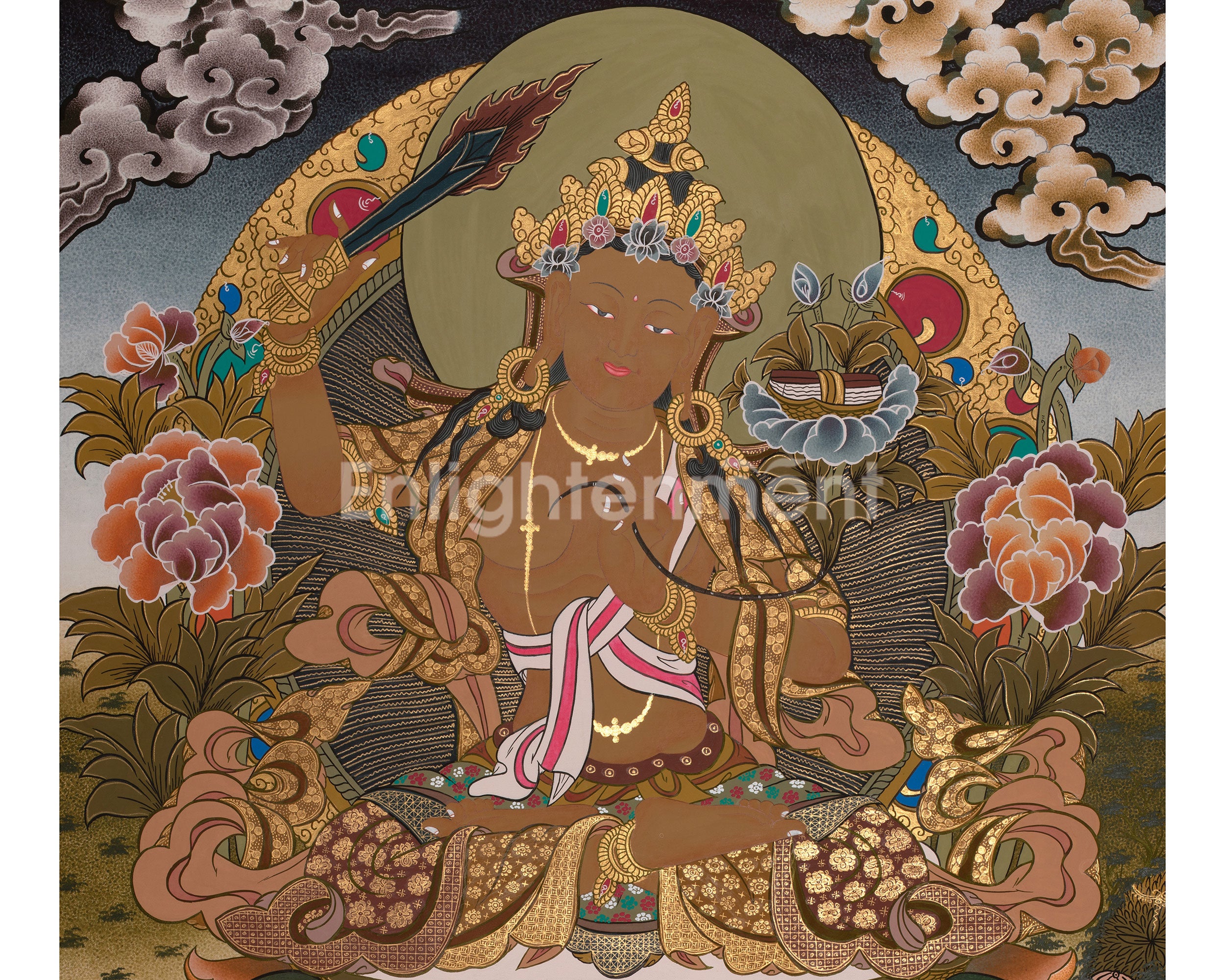 Arya Bodhisattva Manjushri Thangka | Canvas Painting For Wall Hanging