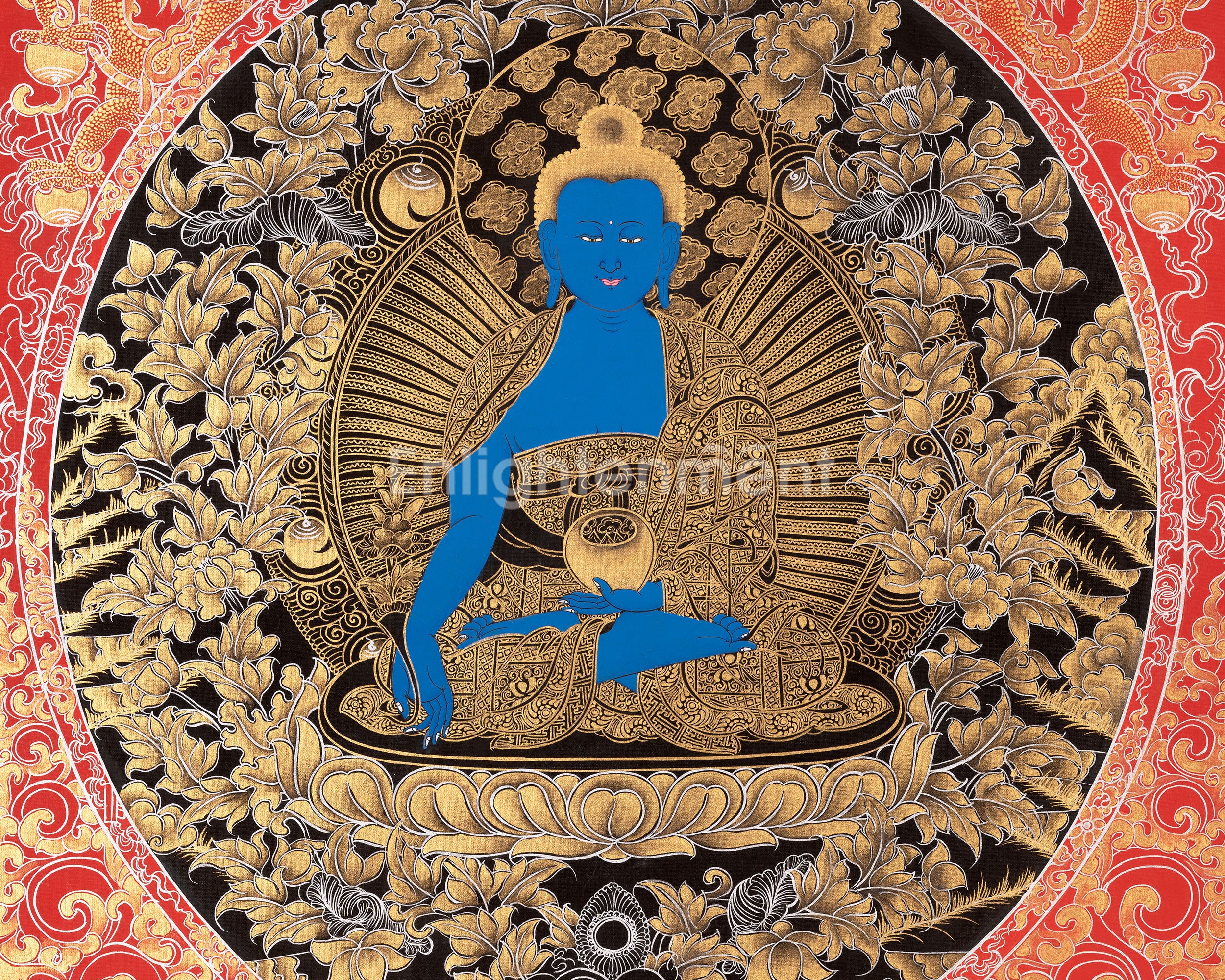 Medicine Buddha | Original Hand-Painted Thangka | Religious Gifts