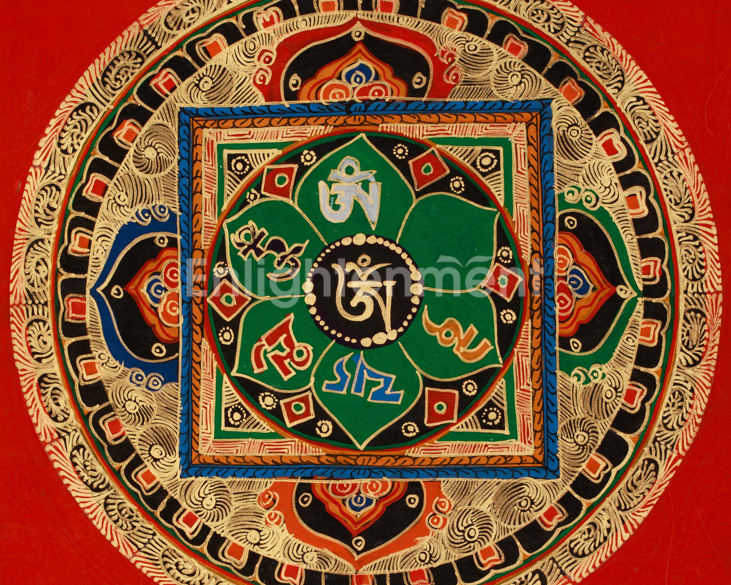 Tibetan Om Mantra Mandala | Himalayan Spiritual Visualization Painting