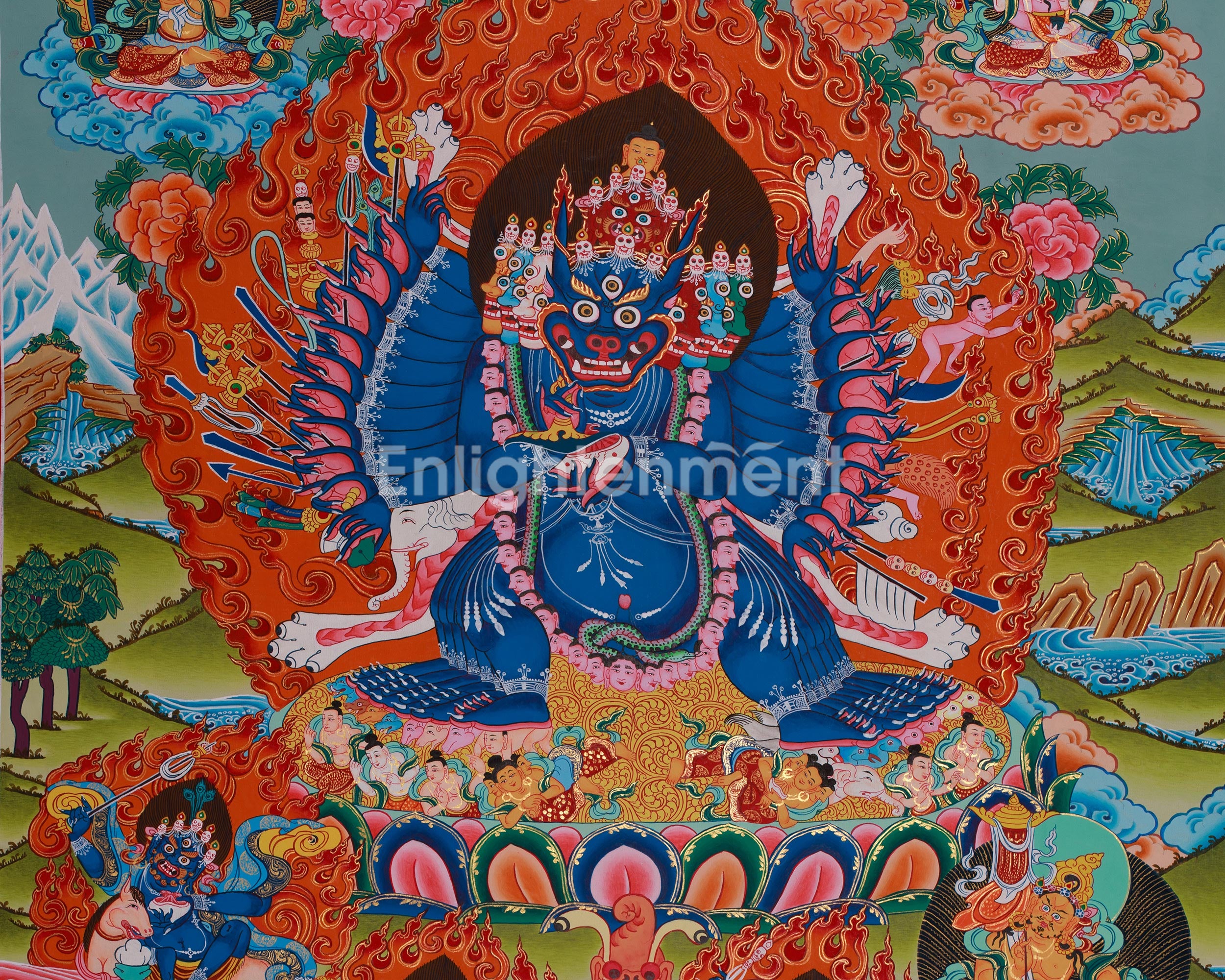 Wrathful Yidam Yamantaka Thangka | The Conqueror of Death | Traditional Tibetan Vajrayana Art