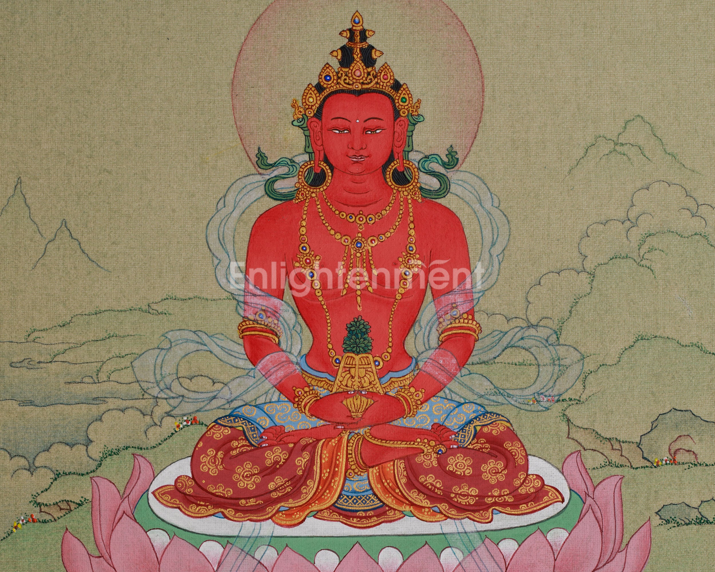 Traditional Thangka of Amitayus | Buddha of Infinite Life and Longevity