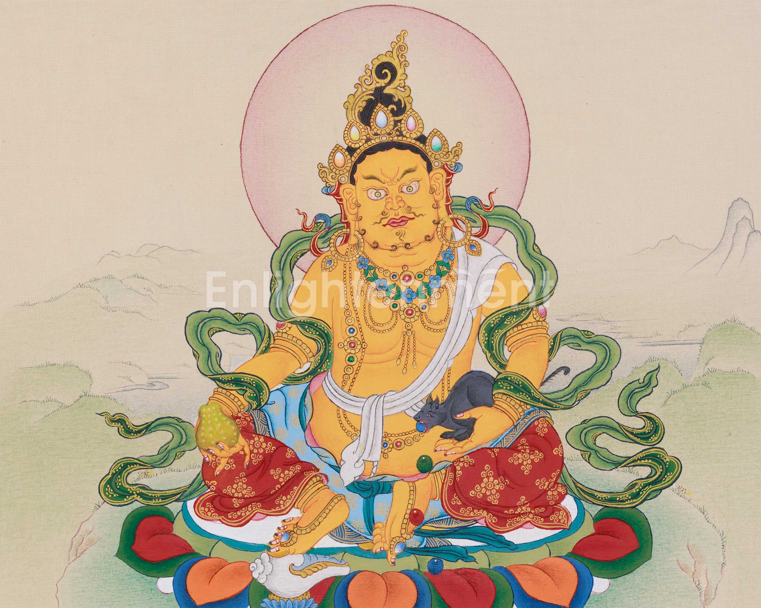 Yellow Jambhala Artwork | Buddhist Deity of Wealth and Prosperity