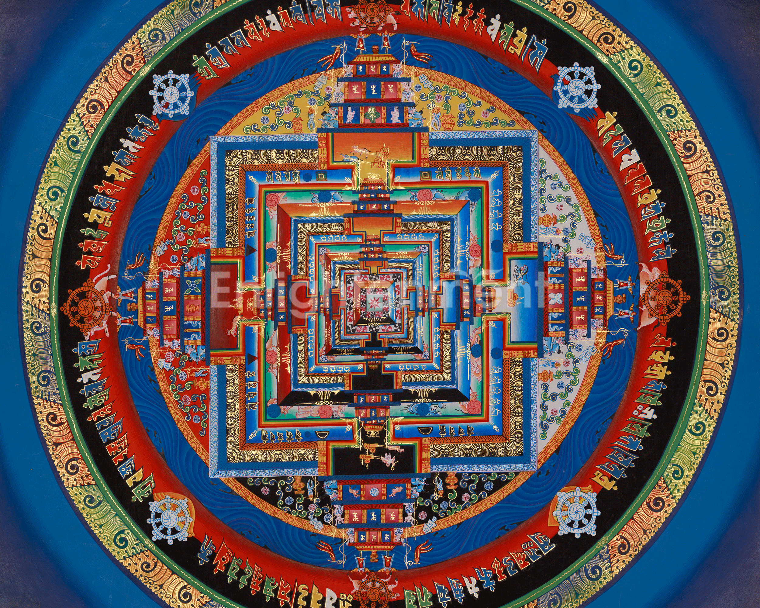 Traditional Art of Kalachakra Mandala | Sacred Wheel of Time Thangka for Meditation