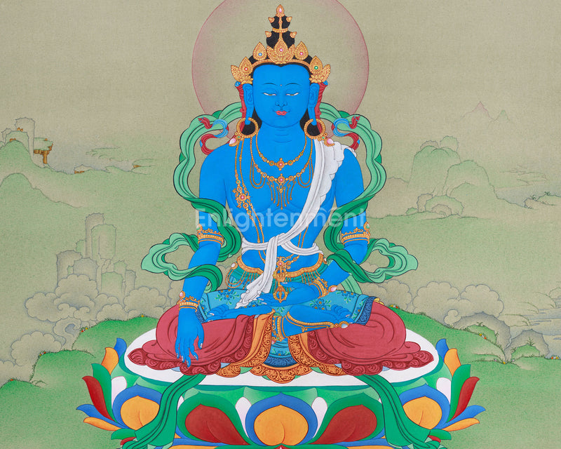 Traditional Buddha Mitrupa Thangka | Hand-Painted with 24K Gold and Natural Stone Colors