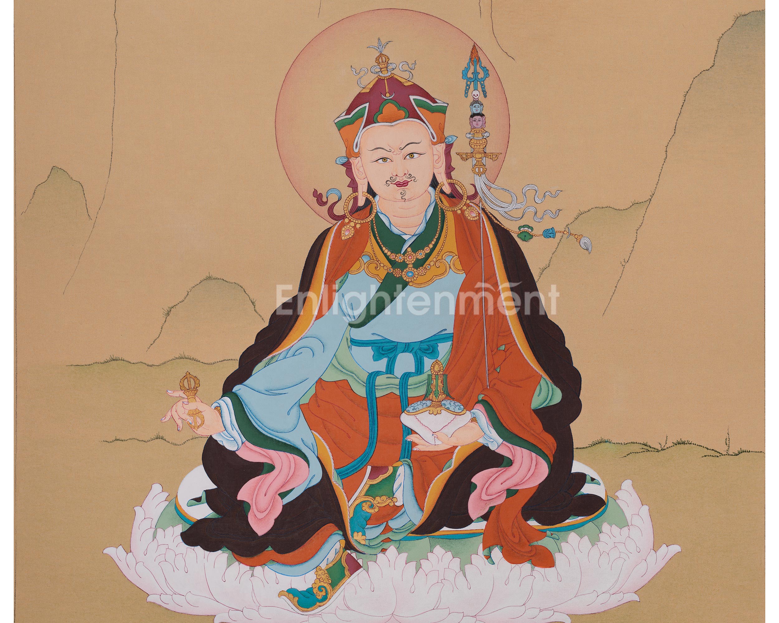 61 cm Tibetan Guru Rinpoche Painting | Padmasambhava Artwork