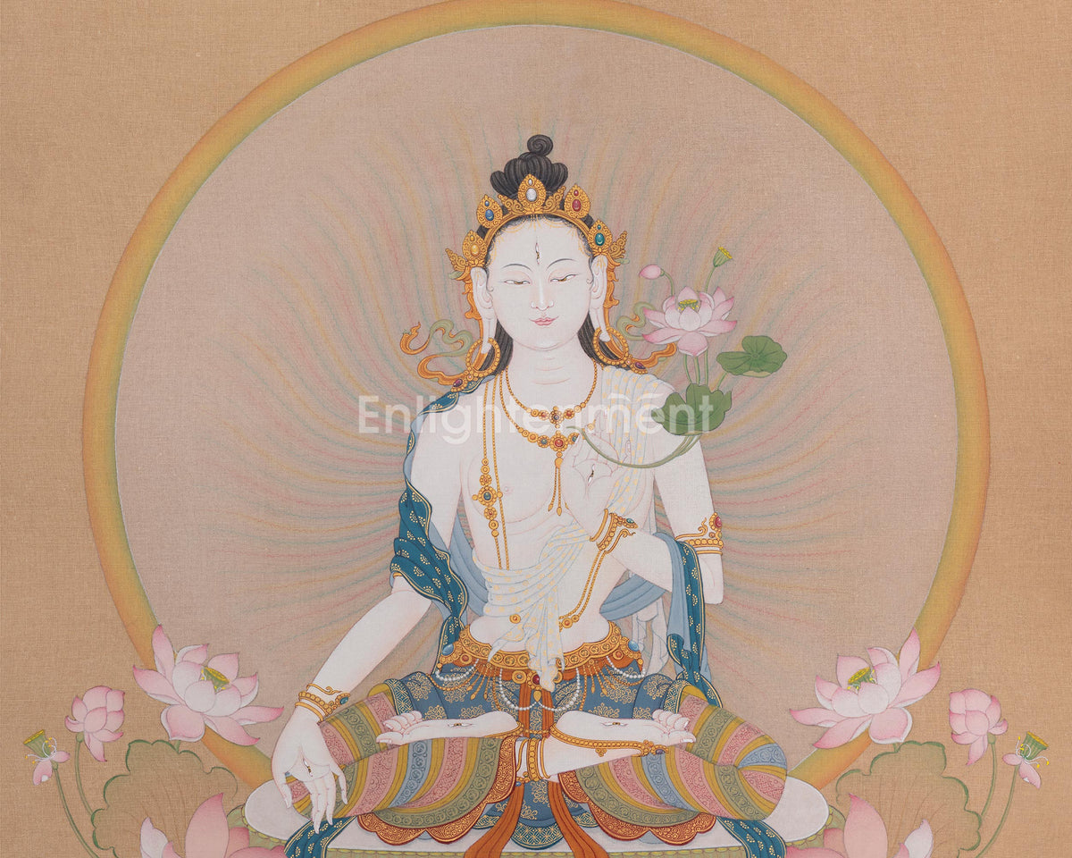 White Tara Himalayan Sacred Artwork | Seven Eyes and Healing Deity