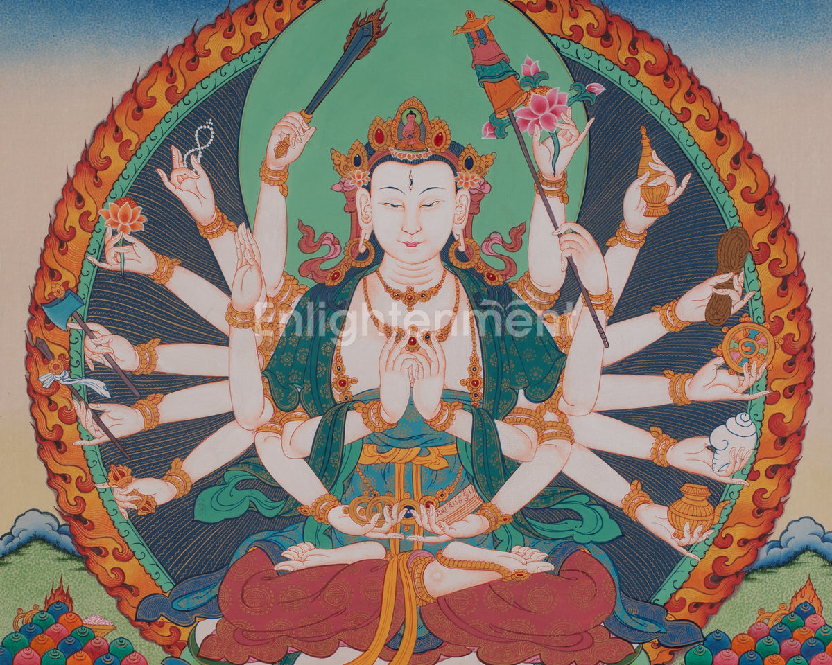 Cundi Artwork | Sacred Himalayan Buddhist Painting of Compassion and Wisdom