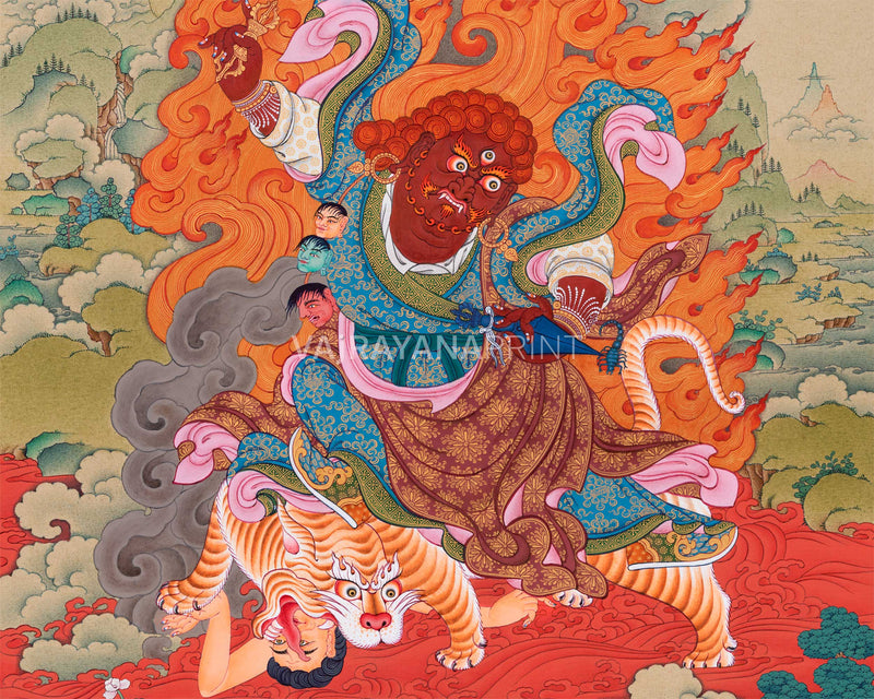 Dorje Drollo Thangka Print | The Thunderbolt Guardian | Digital Print Of Wrathful Compassion