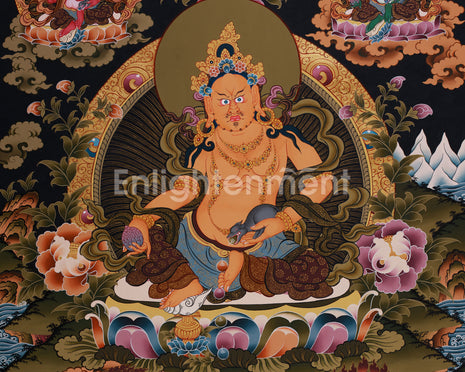 Pancha Dzambhala Thangka | Tibetan Deities of Wealth, Fortune, and Prosperity